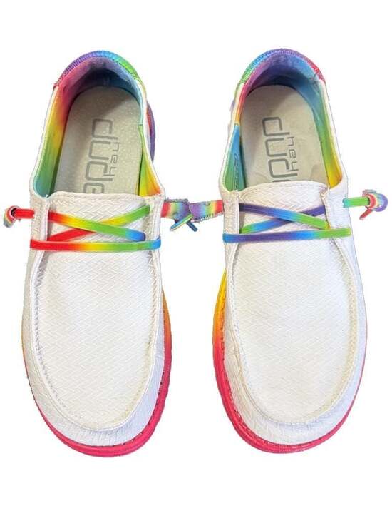 Hey Dude Wendy Pride Rainbow Casual Shoes Slip Ons. Read - Picture 2 of 7